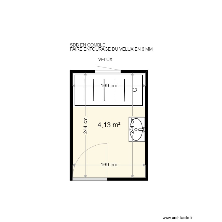 MORNAVE JACKY. Plan de 1 pièce et 4 m2