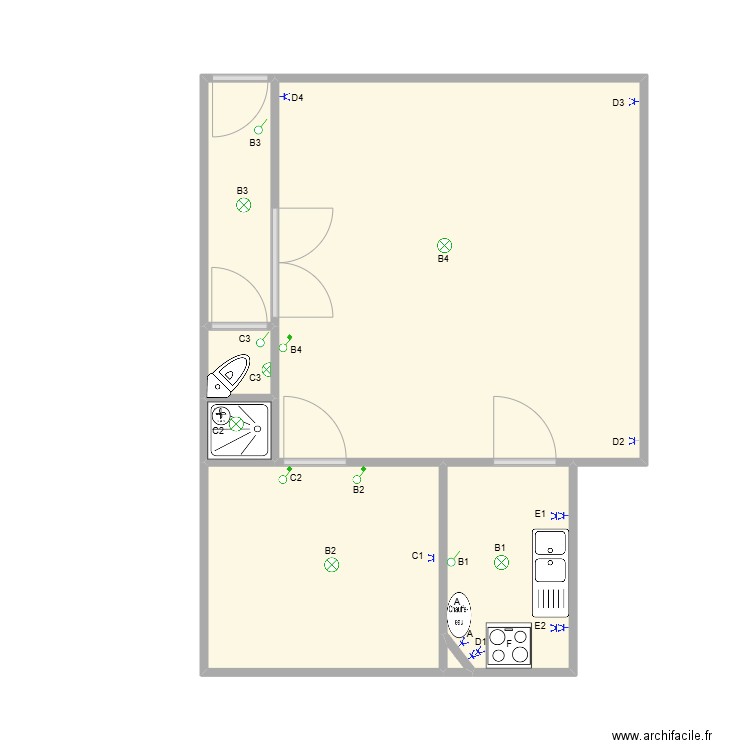 trois rois rez2. Plan de 7 pièces et 38 m2