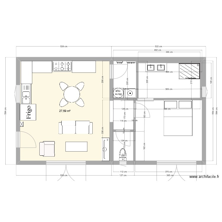 caseddu . Plan de 1 pièce et 28 m2