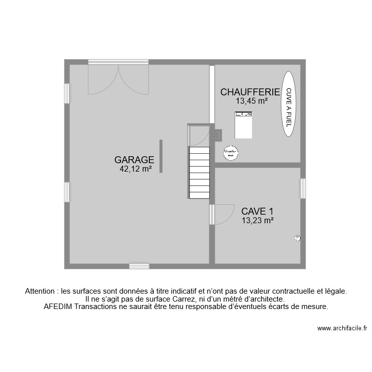 BI 7578 SOUS SOL. Plan de 5 pièces et 71 m2