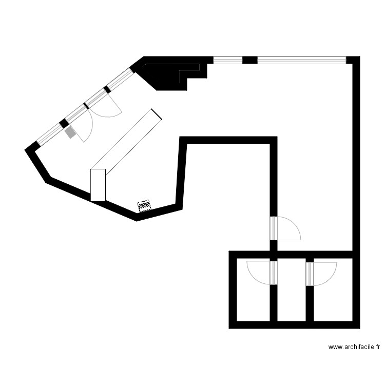 Les myrtilles bar. Plan de 5 pièces et 48 m2