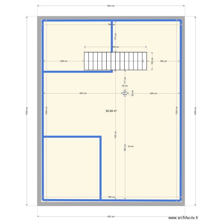 Bureau Mornant R+1 Projet. Plan de 1 pièce et 81 m2