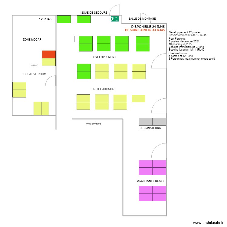 Futur espace Petit Fortiche Dev propo 2. Plan de 1 pièce et 33 m2