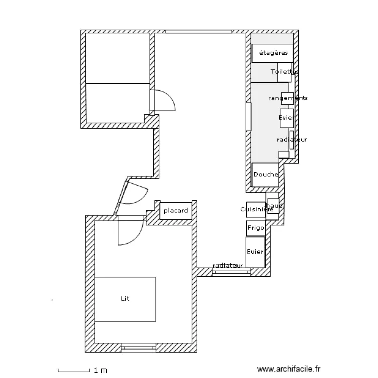 Appart Romain_Projet salle de bain longue. Plan de Appart Romain_Projet salle de bain longue. Plan de