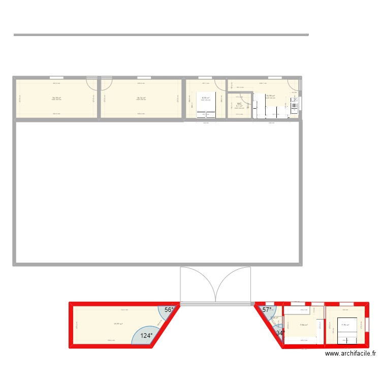 entré ferme2. Plan de 9 pièces et 90 m2