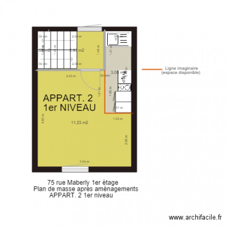 Plan de masse  1er étage 75 MABERLY après aménagements APPART 2   niveau 1. Plan de 0 pièce et 0 m2