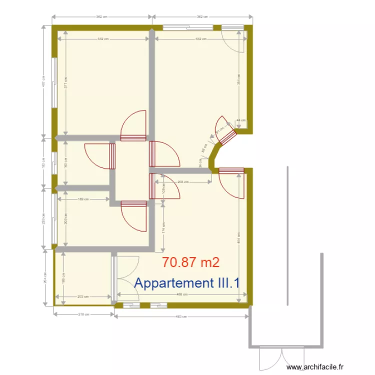 superficie appartement III1. Plan de 