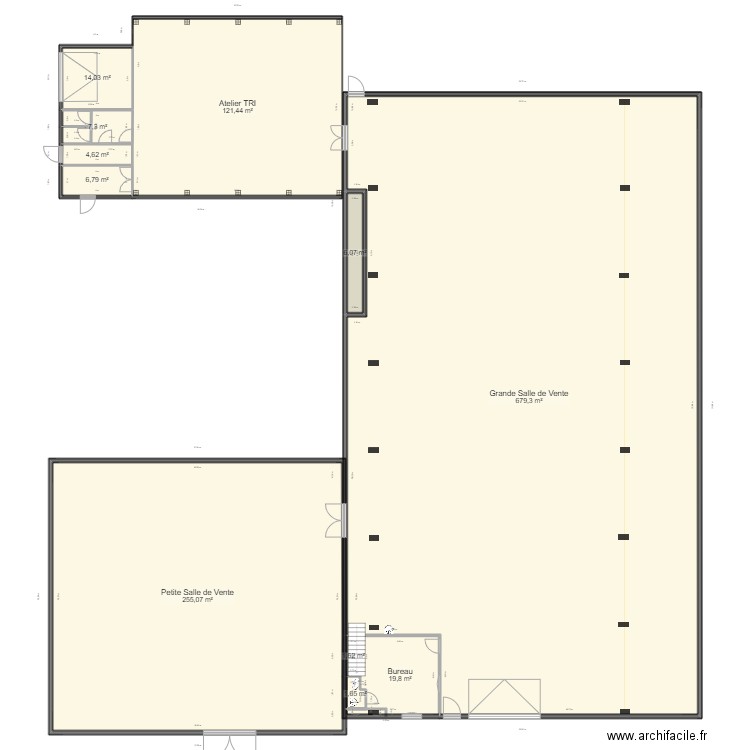 Plan ensemble V3. Plan de 11 pièces et 1118 m2