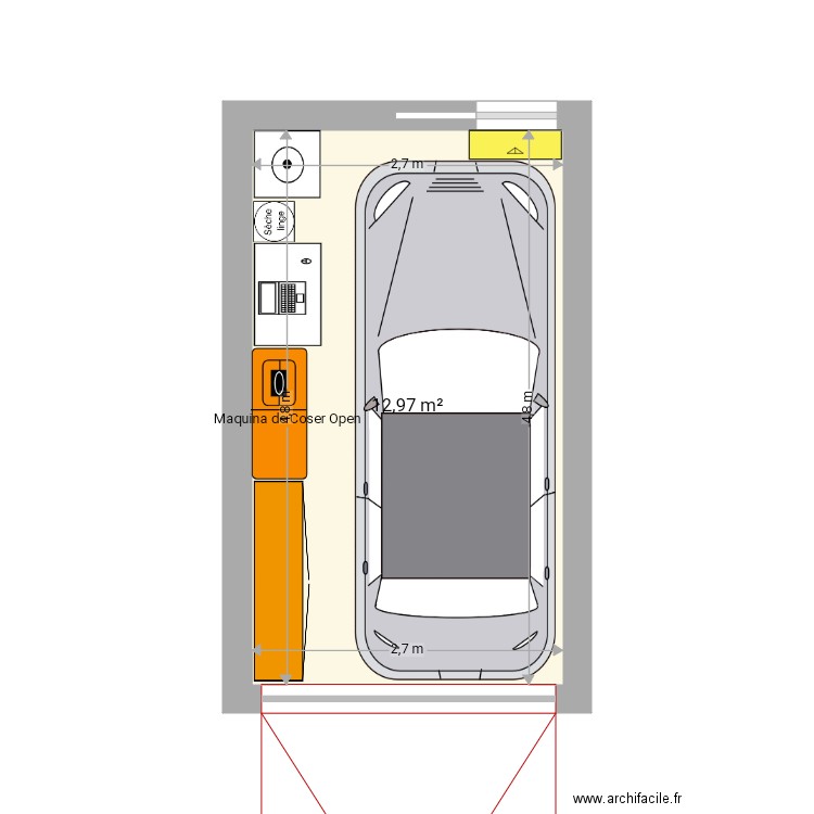 Garage. Plan de 1 pièce et 13 m2