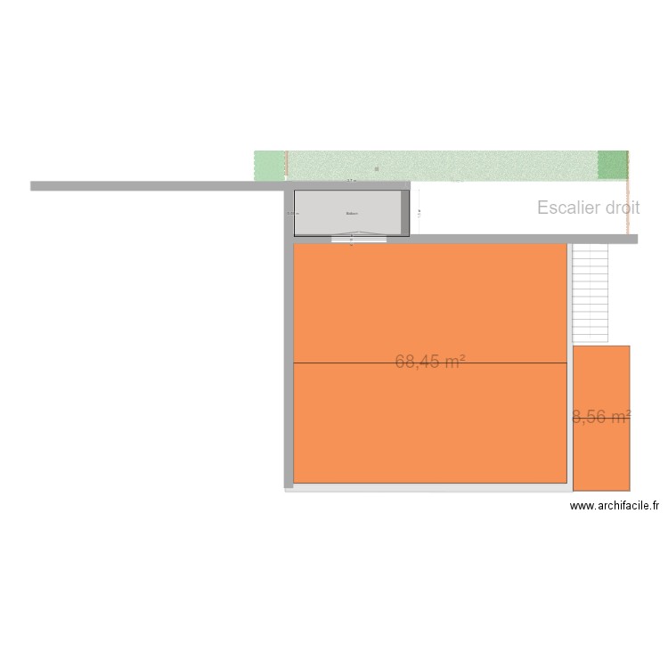 rez de chaussée 2. Plan de 1 pièce et 67 m2