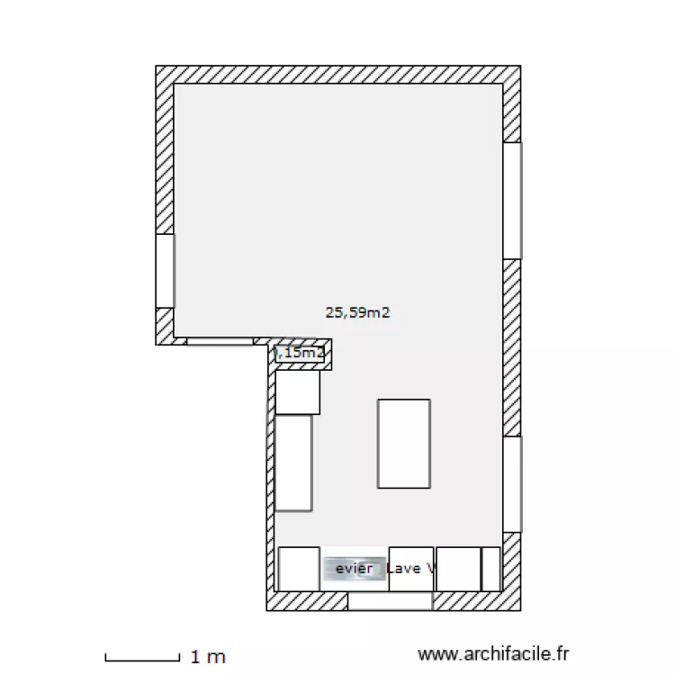 cuisine et Salle à manger. Plan de cuisine et Salle à manger. Plan de