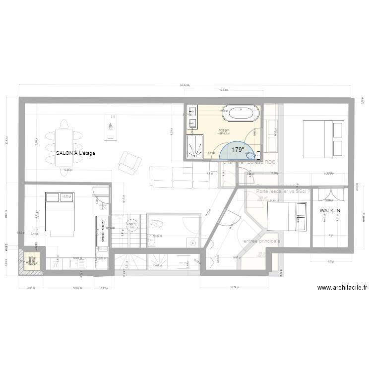 st-antoine 2 etages- 3ch a l'étage + espace station 27 sept2023. Plan de 0 pièce et 0 m2