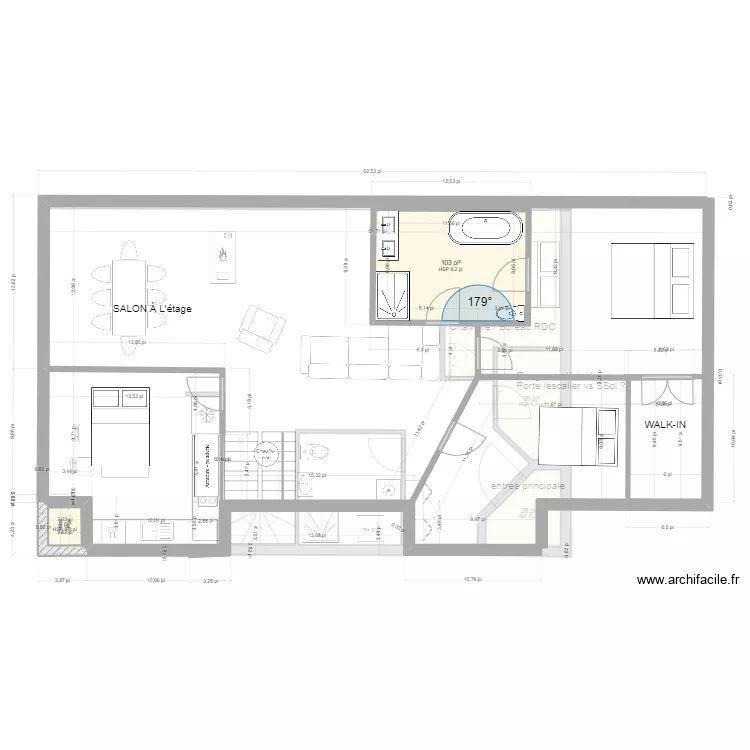 st-antoine 2 etages- 3ch a l'&eacute;tage + espace station 27 sept2023. Plan de 