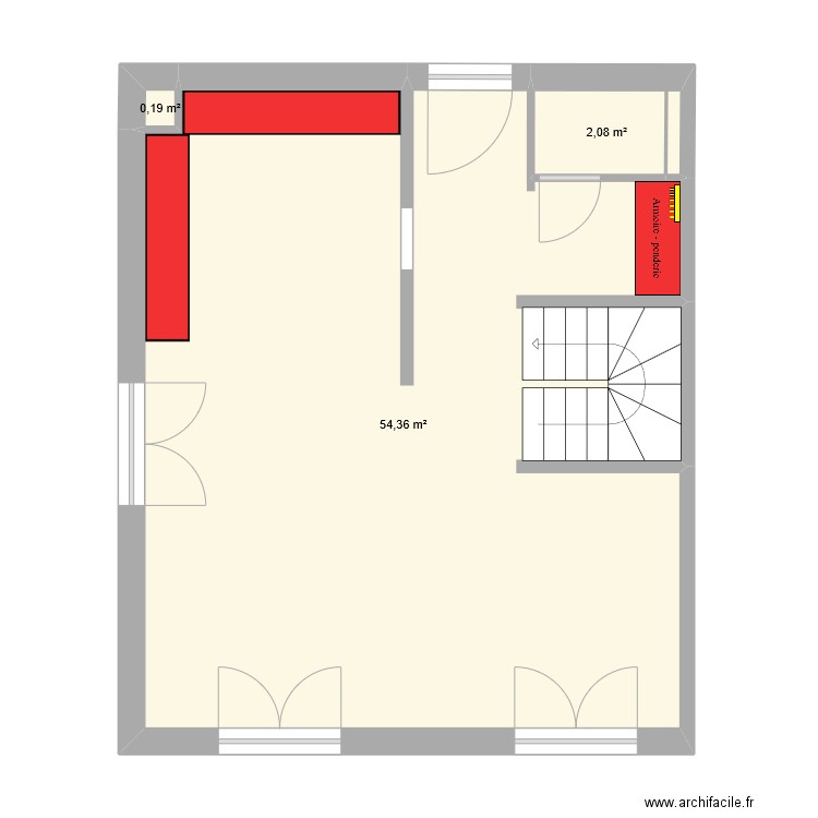 Rez. Plan de 3 pièces et 57 m2