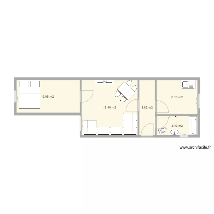 Appart 2 pieces. Plan de Appart 2 pieces. Plan de