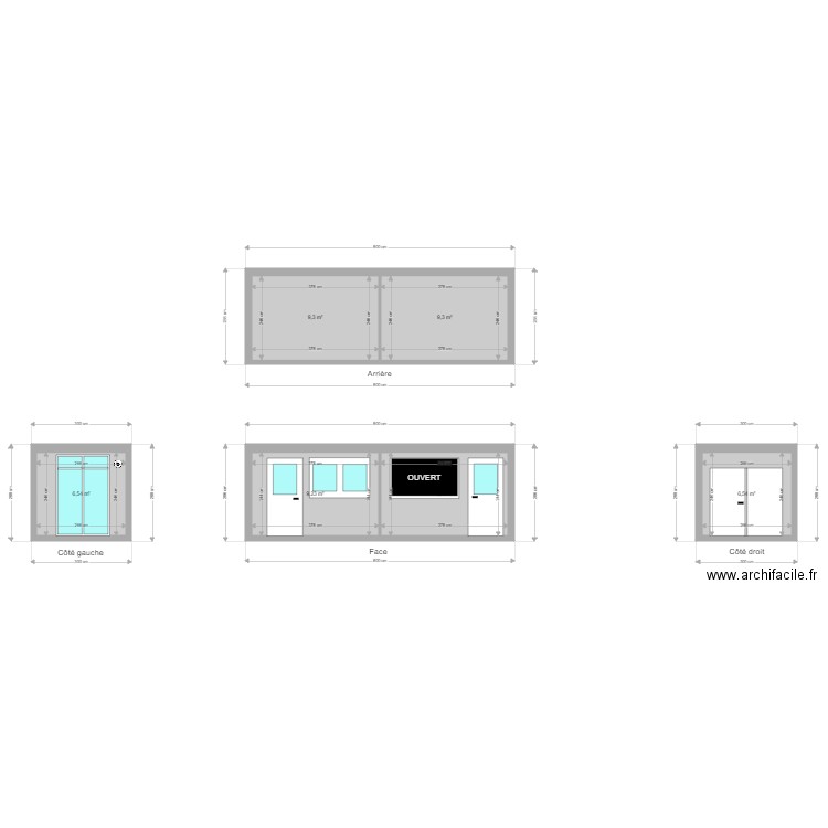 Fleur du pain élévation. Plan de 6 pièces et 50 m2