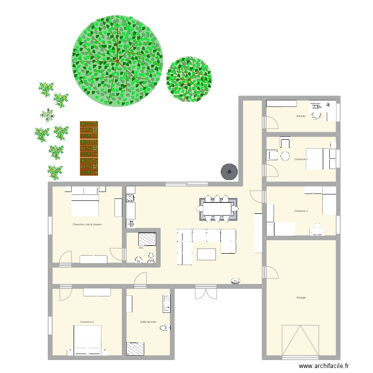 Maison dans la forêt. Plan de 9 pièces et 198 m2