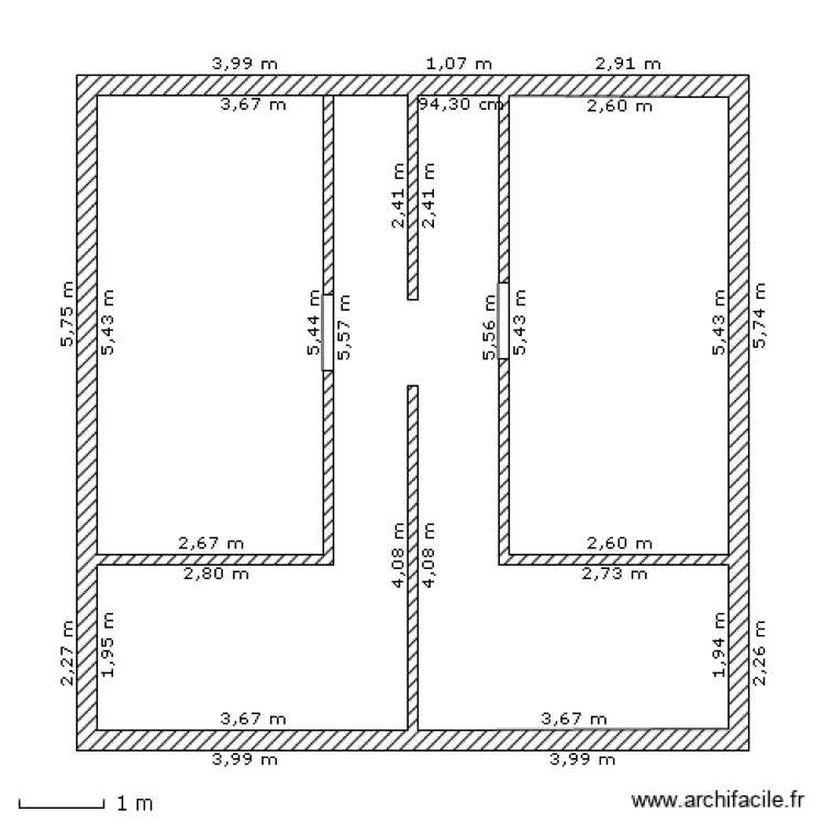 cave traversiere. Plan de 