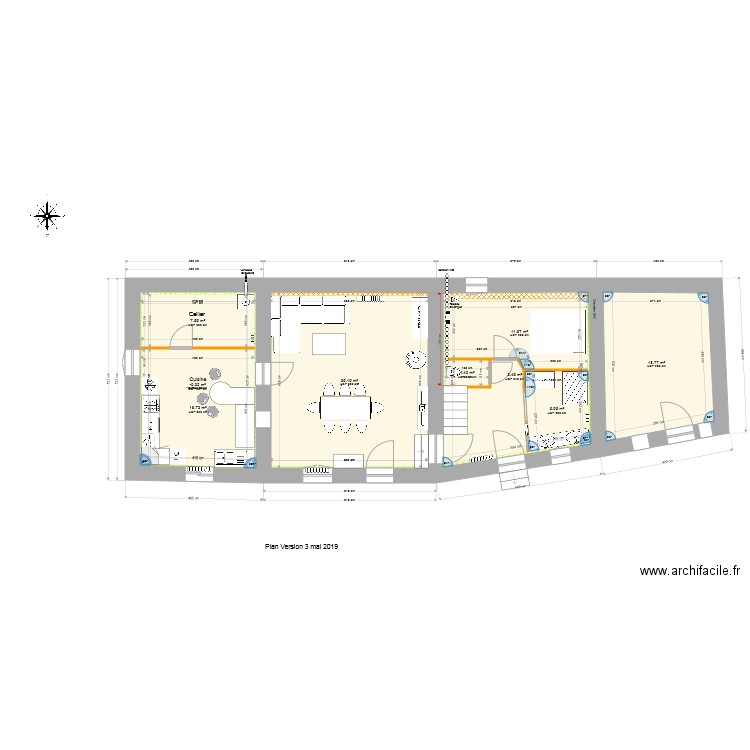 RDC habitation amenage V3. Plan de 0 pièce et 0 m2