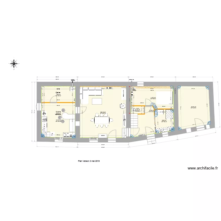 RDC habitation amenage V3. Plan de 