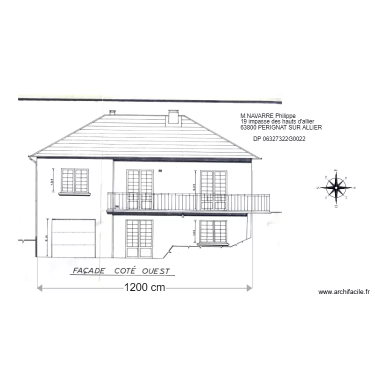 façade ouest avant travaux. Plan de façade ouest avant travaux. Plan de