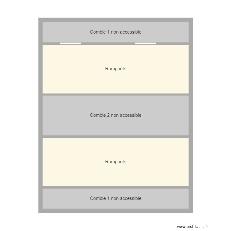 fraux combles. Plan de 5 pièces et 65 m2