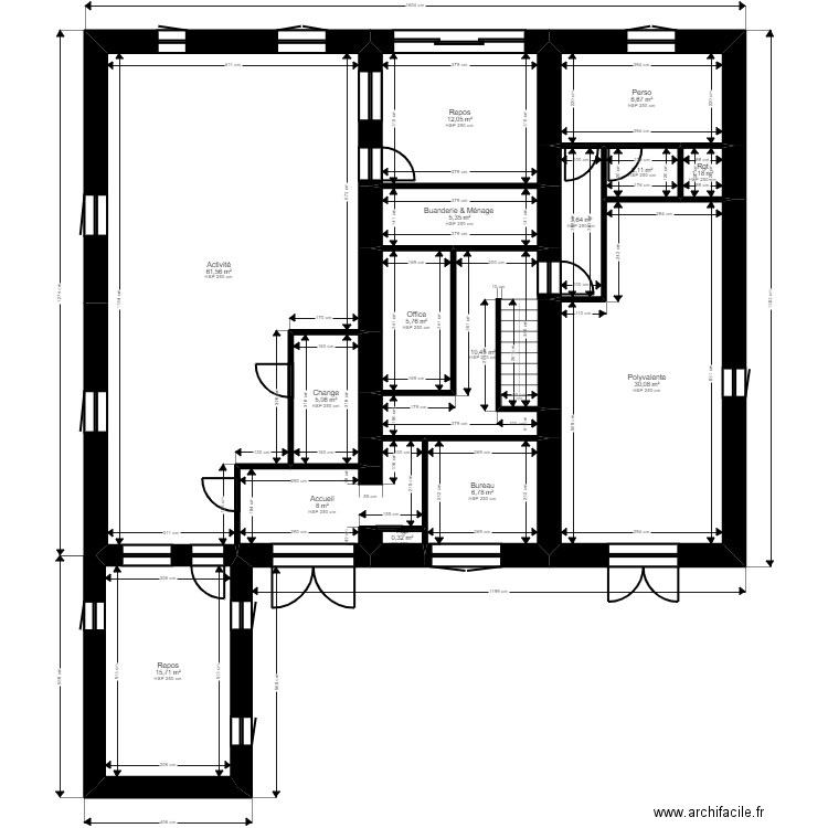 Vanchy projet V1 Jordan. Plan de 19 pièces et 366 m2