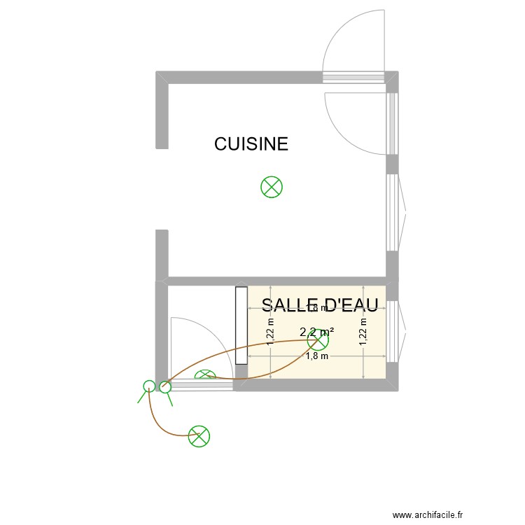 SAS D'ENTREE. Plan de 1 pièce et 2 m2