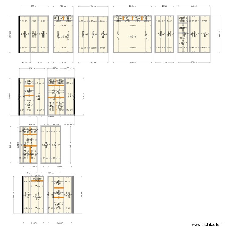 Plan de coupe coté terrasse. Plan de 0 pièce et 0 m2