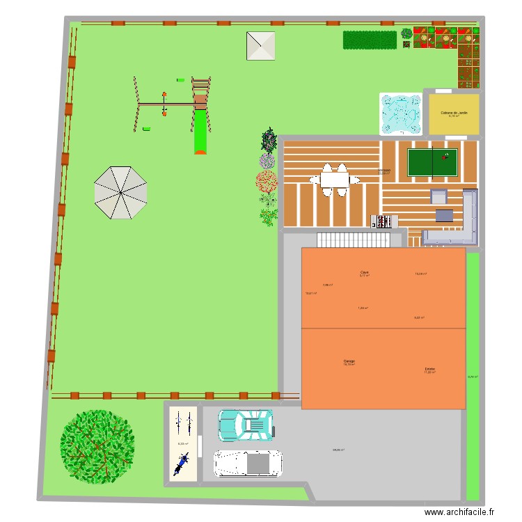 Plan Rez avec extérieur terminer. Plan de 14 pièces et 554 m2