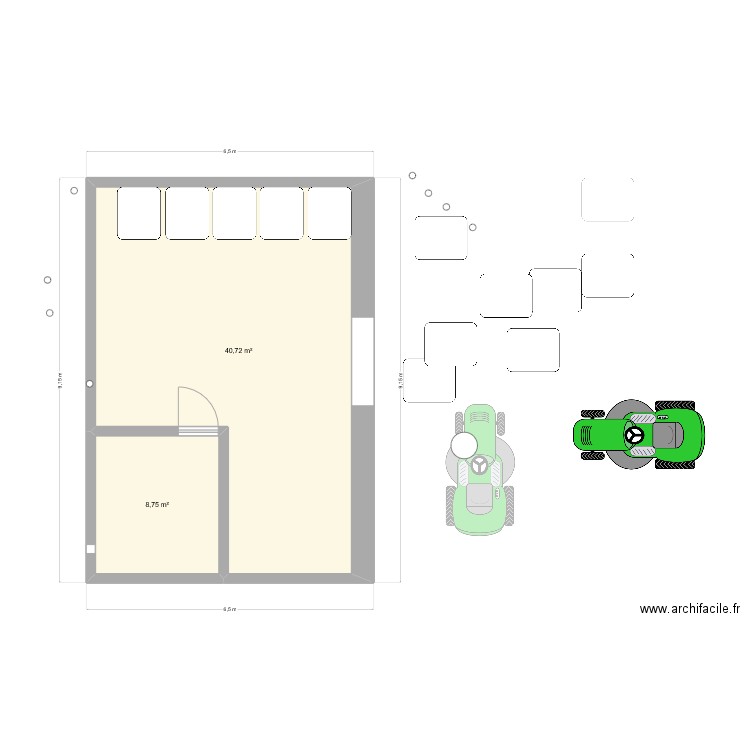 Garage. Plan de 5 pièces et 150 m2