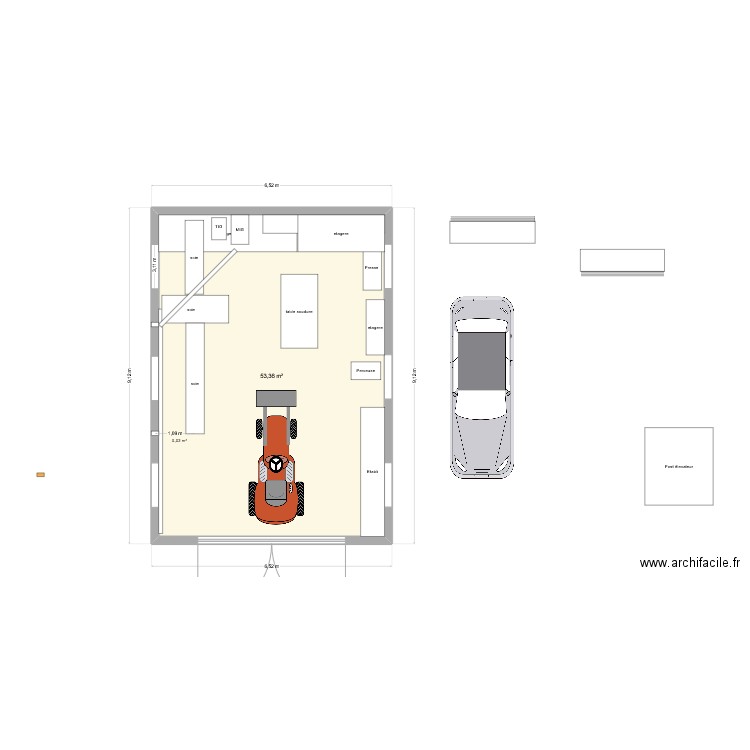 Garage. Plan de 3 pièces et 103 m2