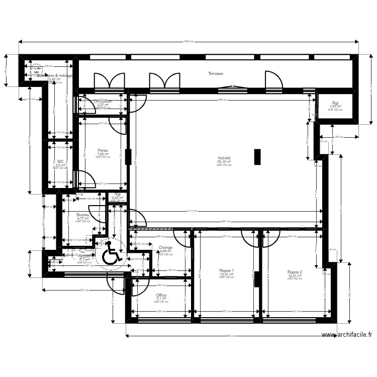 Vincennes projet Jordan. Plan de 14 pièces et 139 m2