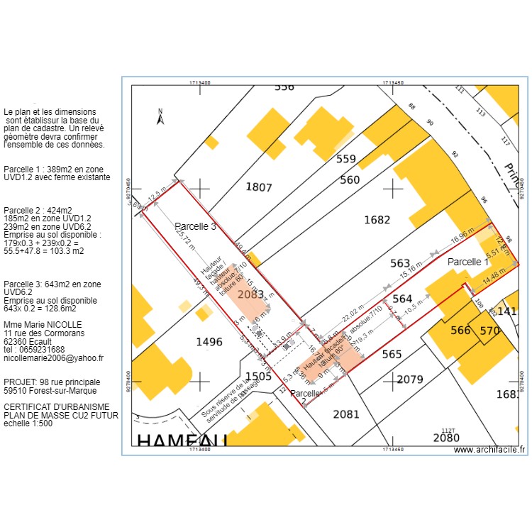 Plan de masse division. Plan de 0 pièce et 0 m2