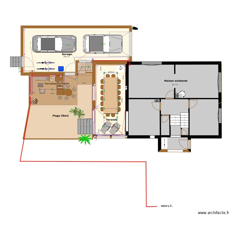 Elec_Véranda. Plan de 10 pièces et 332 m2