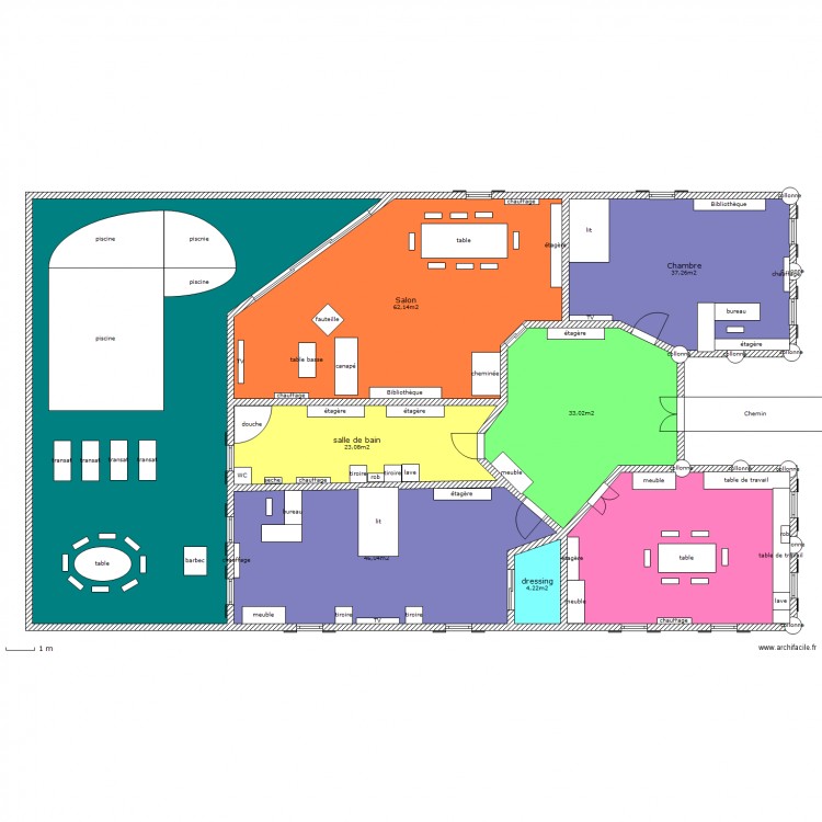 plan de maison un seul etage