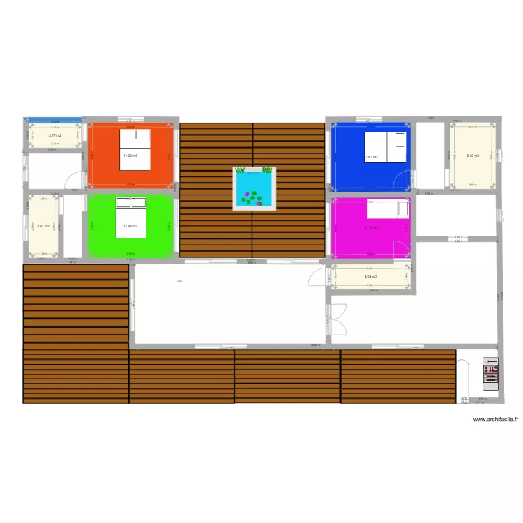 Villa creole patio. Plan de 