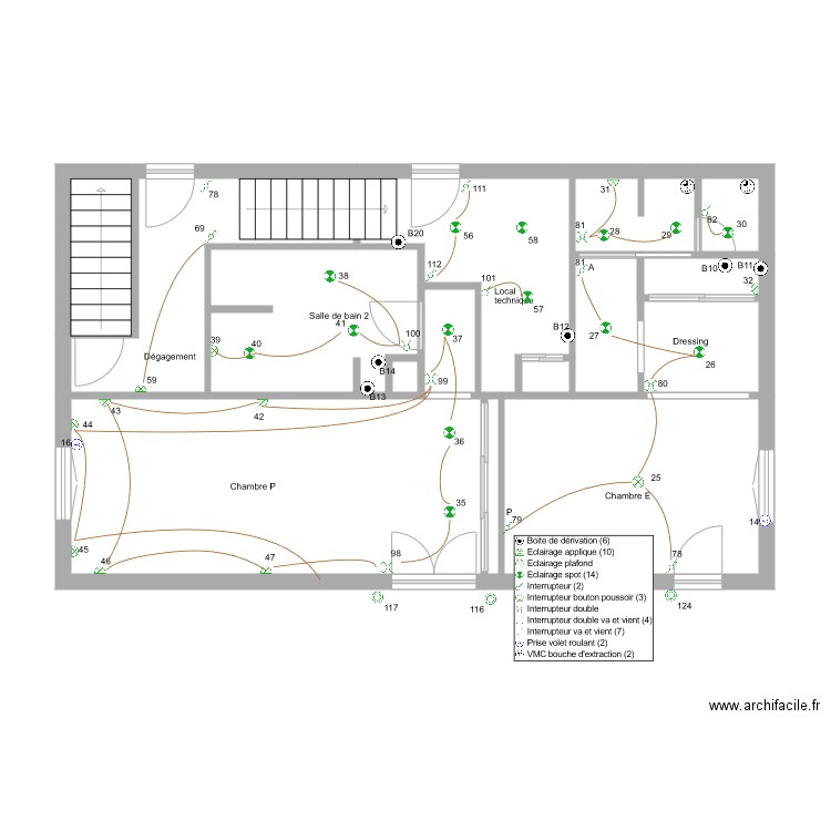 fleurentdidier éclairage 1er etage. Plan de 0 pièce et 0 m2