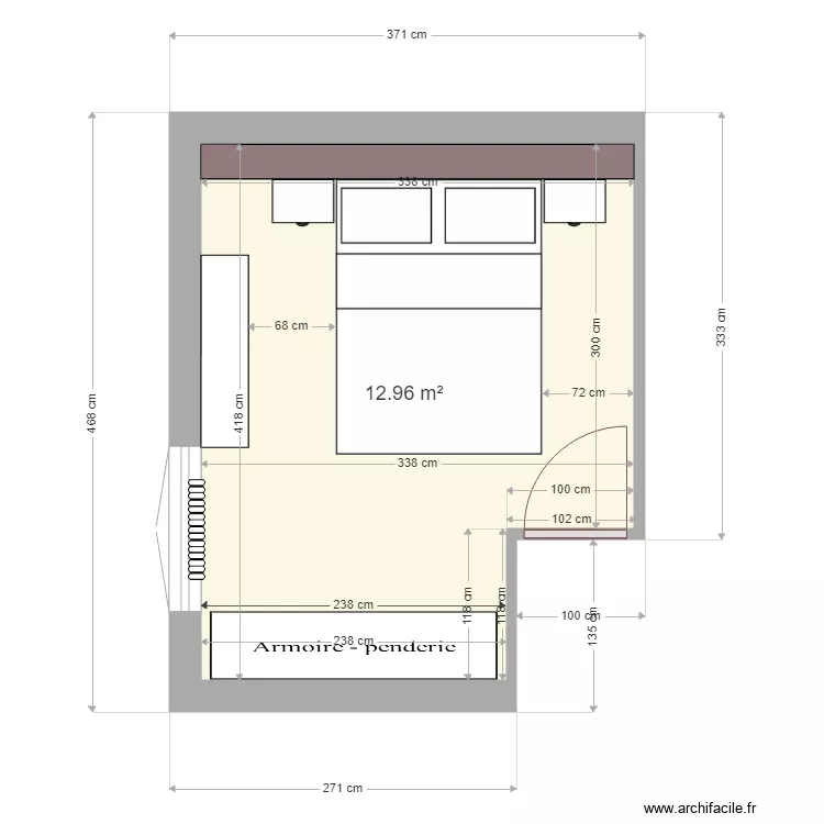 Chambre Haut. Plan de 