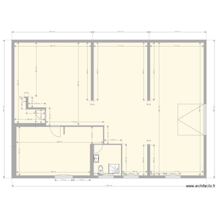 Yvrac SSOL Projet avec Sandie. Plan de 3 pièces et 145 m2