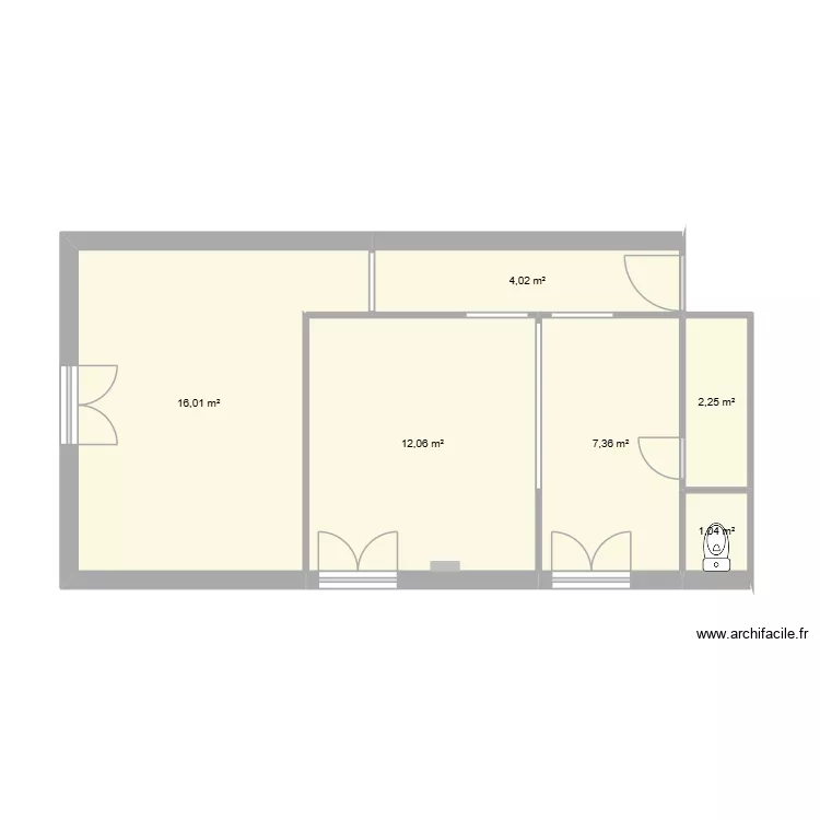 combattant base. Plan de 6  et 43 m²