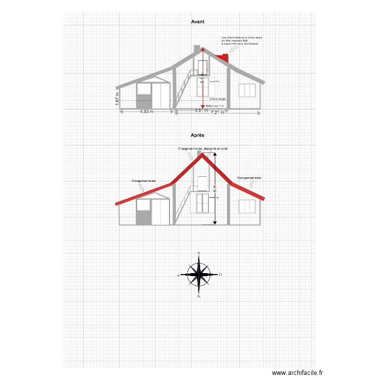 DP4 Facade nord actuel. Plan de 0 pièce et 0 m2