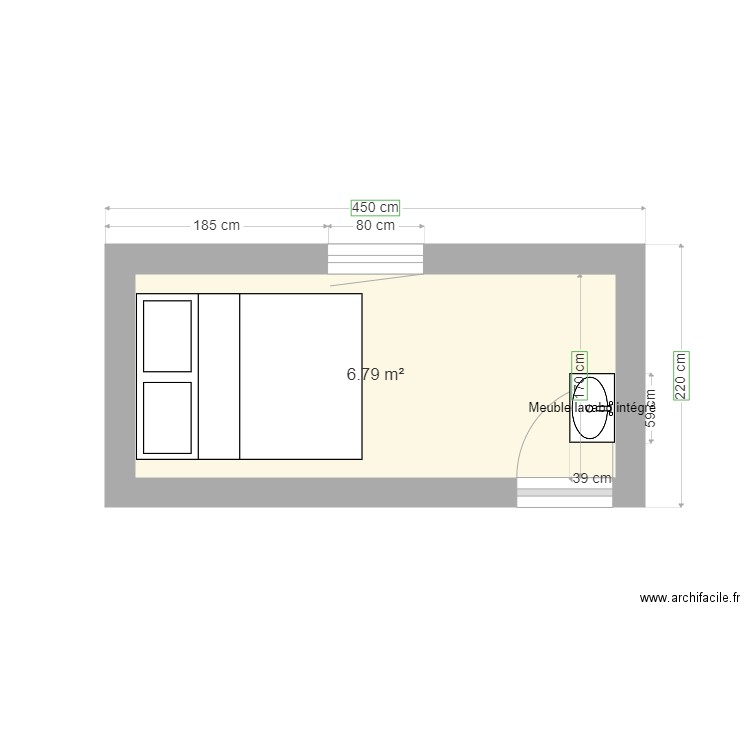 CHARAVEL Chambre. Plan de 1 pièce et 7 m2