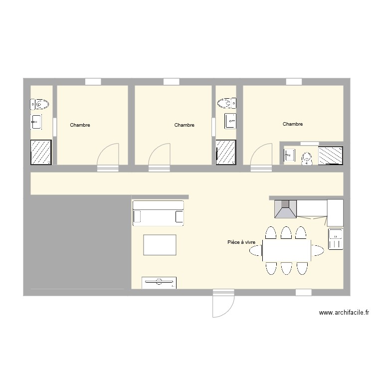 GR 4067. Plan de 5 pièces et 80 m2