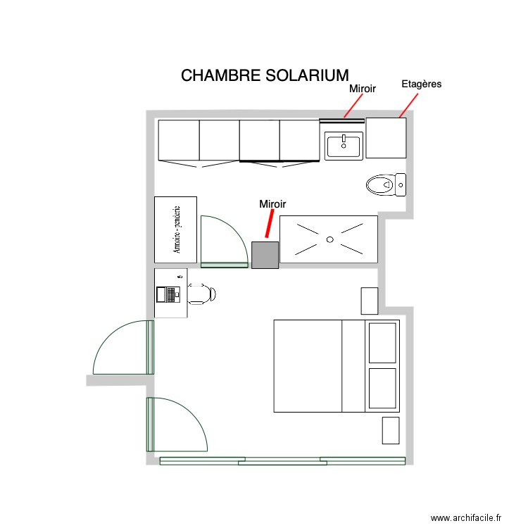 Chambre élément cuis sanibroyeur petite douche. Plan de 0 pièce et 0 m2