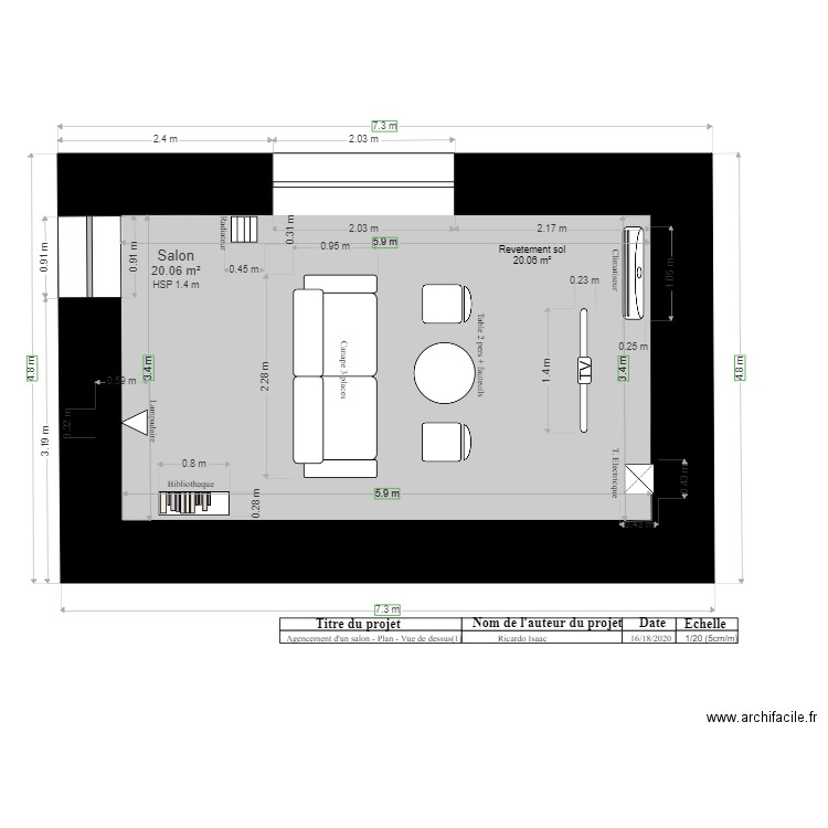 Agencement salon plan vue de dessus Proposition 1 2D modifier. Plan de 0 pièce et 0 m2