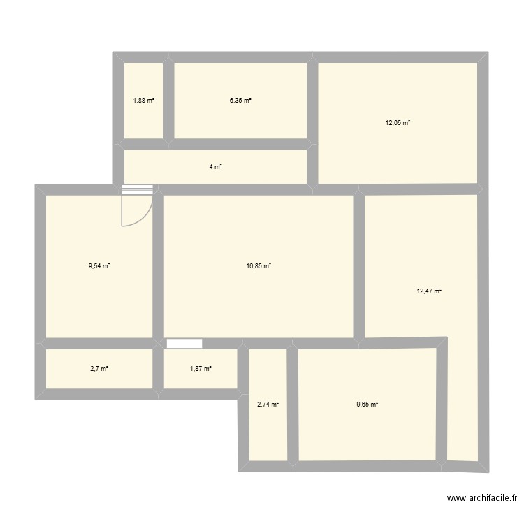 reprise F3EXEMPLE. Plan de 11 pièces et 75 m2