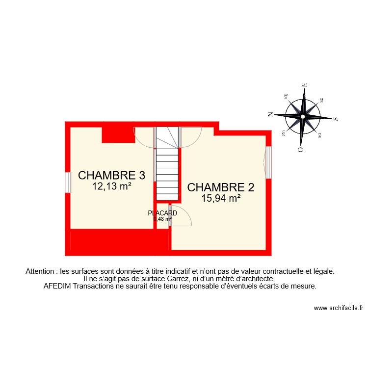 BI 8486 ETAGE 2. Plan de 7 pièces et 34 m2