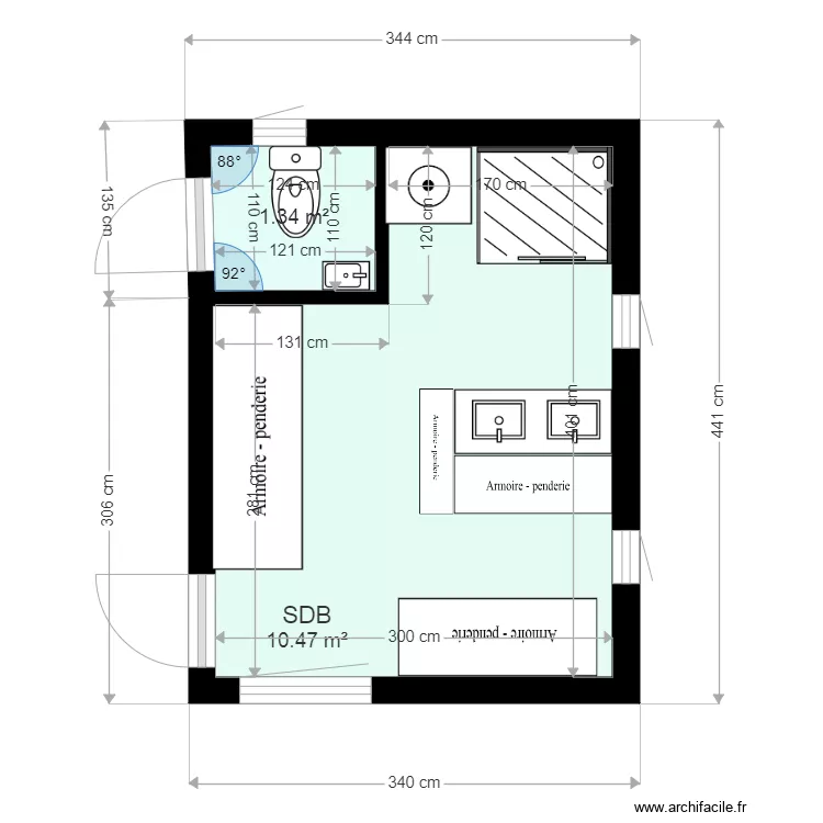 PLAN AMENAGEMENT SDB DANS EXISTANT 5. Plan de 