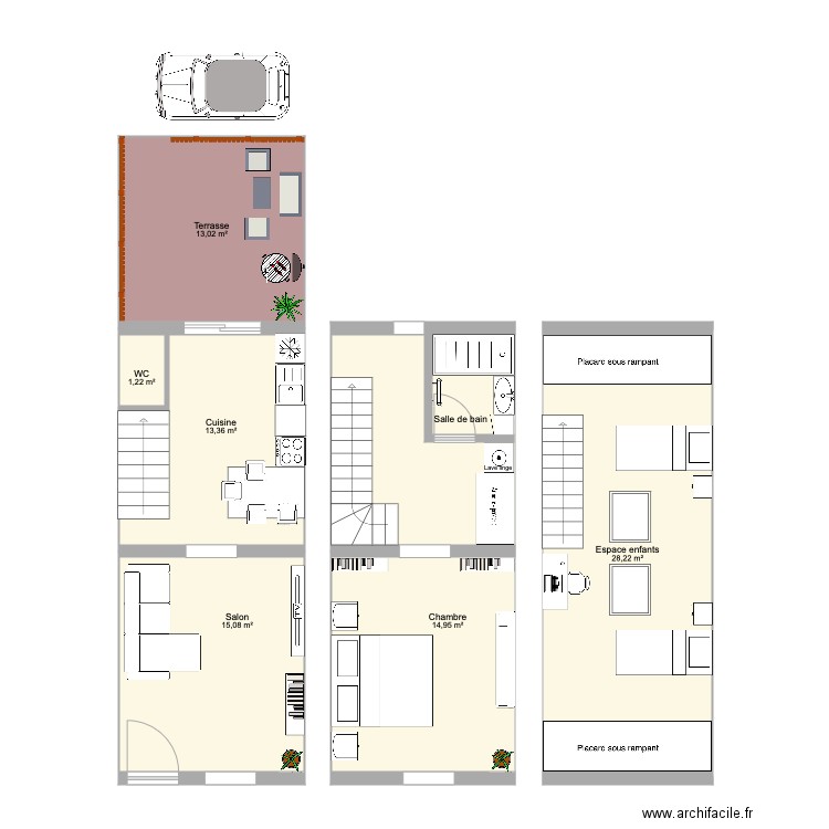 maison saint sauveur. Plan de 7 pièces et 101 m2